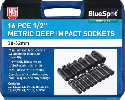 Dopsleutelset Metrisch - Steekdoppen Diep - Mechanisch Werk - Chroom-Vanadium Staal - 10-32 mm - Zwart