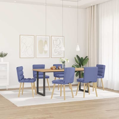 vidaXL Eetkamerstoelen 6 st stof jeansblauw