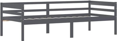 Eenpersoonsbed Grenenhout Donkergrijs 90x200 cm Stevig Houten Bedframe