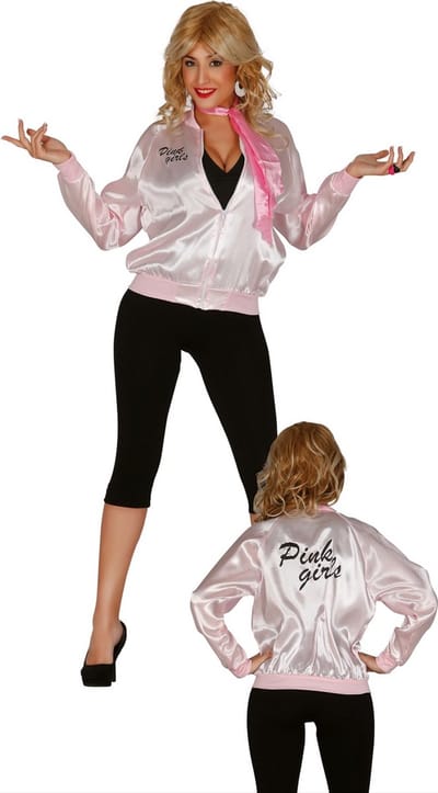 Guirca - Grease Kostuum - Glanzend Jaren 50 Jack Roze Vrouw - Roze - Maat 42-44 - Carnavalskleding - Verkleedkleding