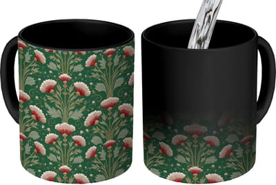 Magische Mok - Foto op Warmte Mokken - Koffiemok - Patroon - Botanisch - Kleurrijk - Magic Mok - Beker - 350 ML - Theemok
