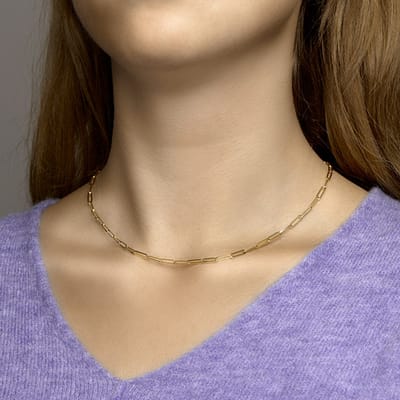 Collier Paperclip Vierkante Buis 3,0 Mm