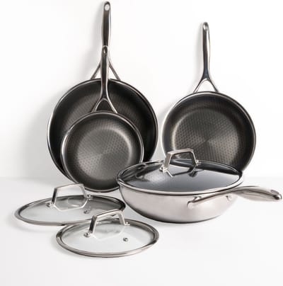 Matero 7-delige pannenset - PFAS vrije Koekenpannen - PFAS vrije wokpan - Non-stick & krasbestendige - Pannenset Inductie, Keramisch, Elektrisch, Oven - Oven & vaatwasserbestendig - Incl. deksels
