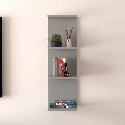 Wandrek Surahammar met 4 planken 95x30x28 cm grijs [en.casa]