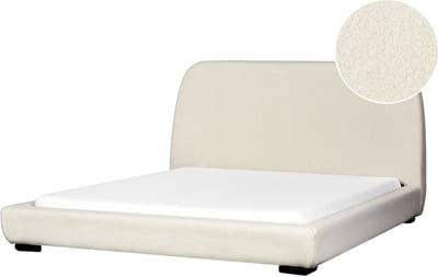 ROISEL - Tweepersoonsbed - Lichtbeige - 160 x 200 cm - Bouclé
