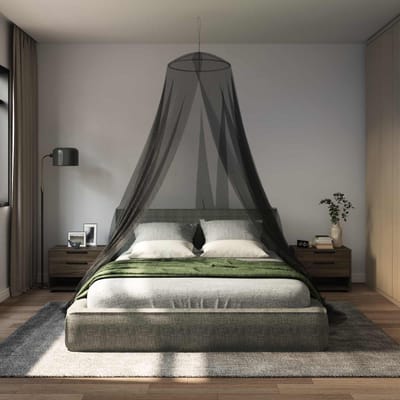 vidaXL - Muggennet - voor - bed - 156 - mesh - Zwart - ⌀56 - x - 220 - cm - Polyester