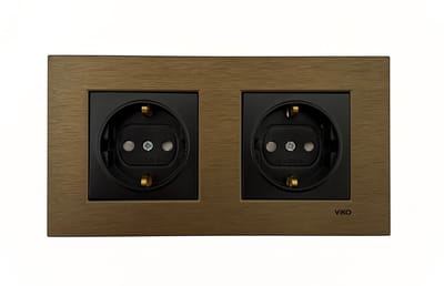 Panasonic Viko [Novella] - Stopcontact Tweevoudig - Metal Bronze/Zwart - Inbouw