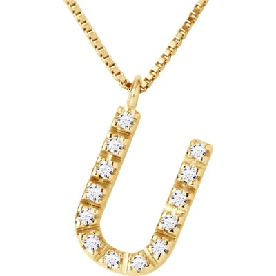Collar ABC Diamonds 0.06 Cts letter "U" Yellow Gold 18k