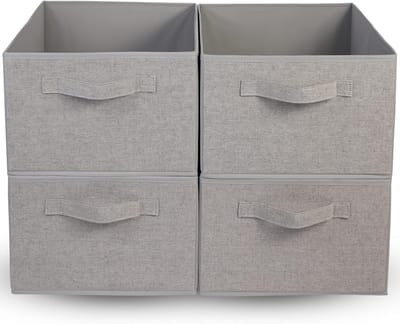 Famanu – Grote kledingkast opbergdozen, set van 4, opvouwbare stoffen organizers met handgrepen, 39 x 29 x 20 cm