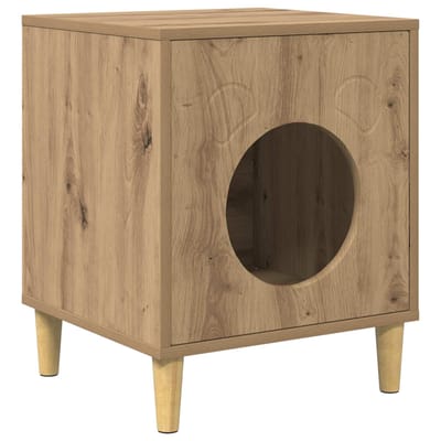 vidaXL Kattenhuis Artisanaal eiken 42,5 x 40 x 53 cm Bewerkt hout