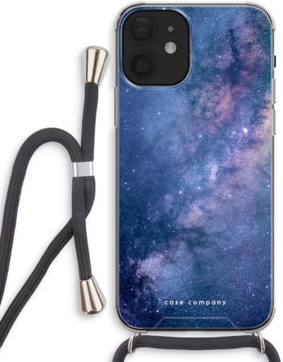Case Company® - Hoesje met koord geschikt voor iPhone 12 hoesje met Koord - Nebula - Telefoonhoesje met Zwart Koord - Bescherming aan alle Kanten en Over de Schermrand