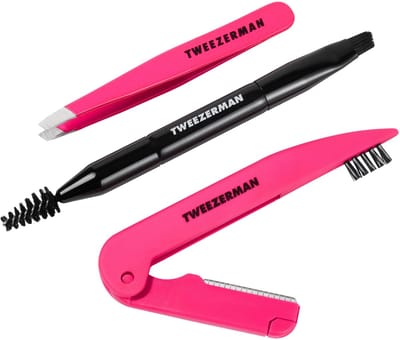 Tweezerman Mini Brow Rescue Kit – Wenkbrauw Set Met Mini Pincet, Precision Razor & Brow Brush – Professionele Brow Shaping Tools – Compact & Travel Size – Voor Nauwkeurig Epileren, Scheren & Stylen – Perfect Voor Onderweg & Touch-Ups
