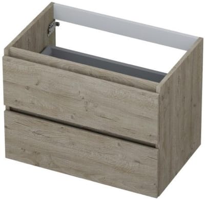 INK - Onderkast 2 Laden Greeploos met Houten Keerlijst - 700x450x520 Mm - Greige Eiken