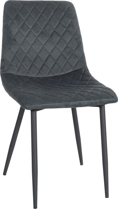 CLP Telde Eetkamerstoel - Zonder armleuning - Metaal frame - Fluweel - Velvet - donkergrijs