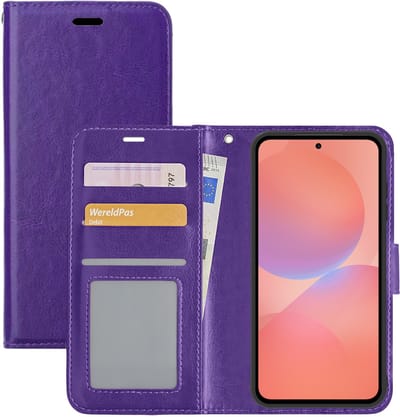 Hoesje - Met Pasjeshouder - Geschikt voor Samsung Galaxy A36 - Luxe Bookcase Portemonee - Flip Case - Kunstleer Book Case - Flipcase - Book Cover - Walletcase - Portemonneehoes - Paars