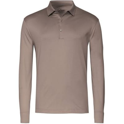 Desoto Luxury Polo Luxury Two-Ply Cotton Uni Color Longsleeve Donker Taupe / male