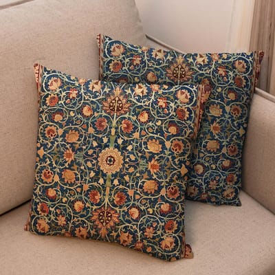 Dailygoods - Boho Kussenhoezen 45x45cm, Set van 2, Decoratieve Sierkussenslopen voor Bank, Bed, Auto, Huis, Oranje Bloem
