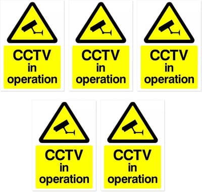 CCTV Stickers - Waarschuwingsborden - Beveiliging - Scheurvast en Kleurvast - 75x100mm - Geel