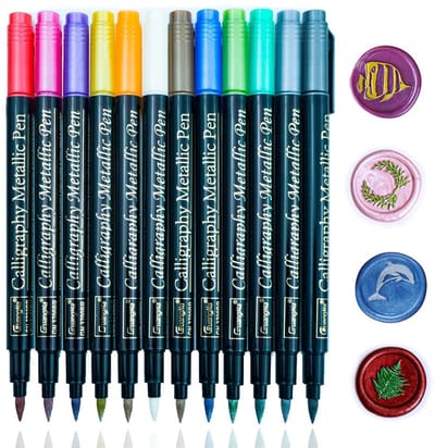 Wax Seal Pen 12 PCS Metallic Kleur - Zachte punt - Voor het decoreren van waszegels - SnelShoppen
