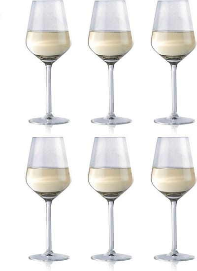 alpina Wijnglazen Witte Wijn - 6 Stuks Witte Wijnglazen - Wijnglas 37cl - Wijnglazen Set - Glazenset voor Diner - Wijn Glazen - Helder Glas