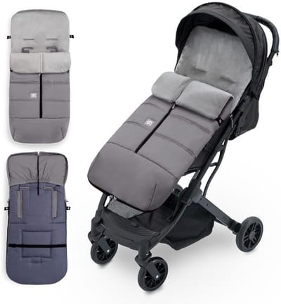 Universele Voetenzak - Kinderwagen Accessoire - Winter Wandelingen - Afneembaar Dubbele Rits - 89 x 49 x 8 cm - Grijs