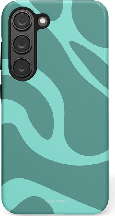 Casetastic Hoesje Geschikt voor Samsung S23 - Stijlvolle Beschermende Duo-layer Case - Aqua Golven