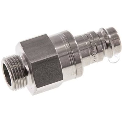 RVS DN 10 Luchtkoppeling Insteeknippel G 3/8 inch Buitendraad Double Shut-Off - CLP10-M-S-SV-P-038