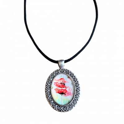 Ketting-Papaver- 65 cm-Zilverkleur ovaal - Charme Bijoux