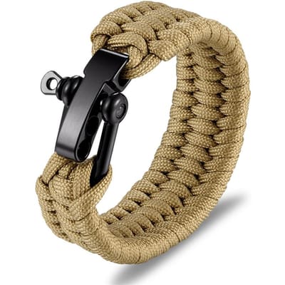 Buiten Kamperen Roestvrijstalen Armband Heren Paracord Parachute Touw Polsband Survival Bangle Homme Handgemaakte Gevlochten Sieraden black