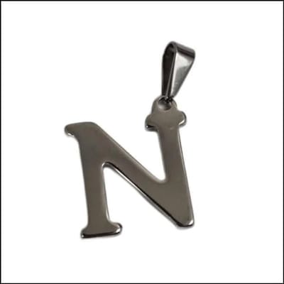 Aramat Jewels | Hangers | RVS Initiaal Hanger Letter Zilverkleur - Gepersonaliseerde Bedel | N | |17mm | Staal | Volwassenen | Verkleurd niet
