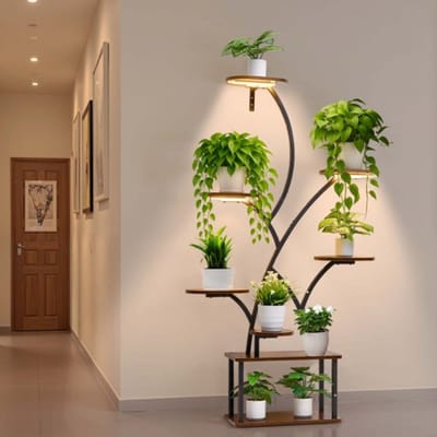 VEVOR Plantenstandaard met Kweeklampen, 8-Laags Plantenplank, Bloemenstandaard, 3 Timers en 10 Helderheidsniveaus, Bloemenrek Als Decoratie voor Woonkamer en Balkon, 920x310x1575 mm