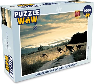 Puzzel Kangoeroes op de weg fotoprint - Legpuzzel - Puzzel 1000 stukjes volwassenen