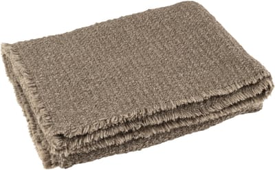 J-Line plaid Gerafelde Randen - katoen/polyester - taupe - 180 x 130 cm