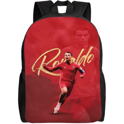 Dynamische Voetballer Rugzak Jongen Meisje R-Ronaldos 2026 Lichtgewicht Rugzakken Polyester Schooltassen Hoge Kwaliteit Rugzak as picture red