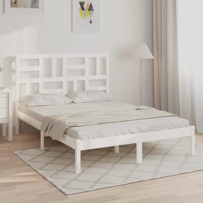 vidaXL - Bedframe - massief - hout - wit - 120x200 - cm