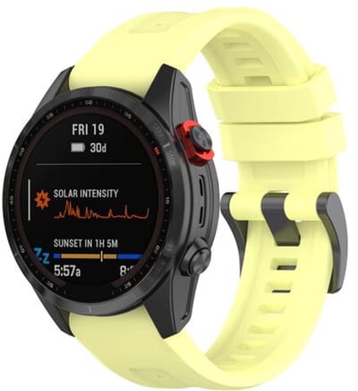 By Qubix - Geschikt voor Garmin bandje - 26mm Quickfit - Siliconen sportbandje - Geel - Geschikt voor Garmin Fenix 8 / 8 Pro - 51mm
