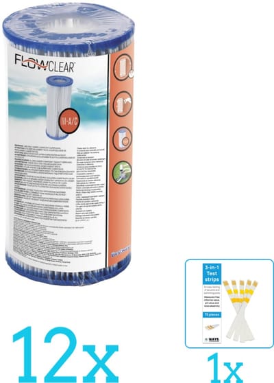 Bestway - Flowclear - Filtercartridge Type III - Volumebundel - Filter - 12-delig