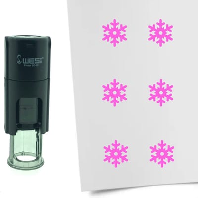 CombiCraft Stempel Sneeuwvlok 10mm rond - roze inkt