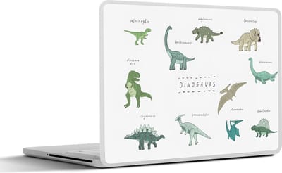 Laptop sticker - 14 inch - Kinderkamer - Kleuren - Dinosaurus - Jongen - Meisje - Kind - 32x5x23x5cm - Laptopstickers - Laptop skin - Cover