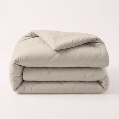 HappyBed Dekbed zonder overtrek 240x220 - Wasbaar Zomerdekbed - Bedrukt dekbed zonder hoes - Hoesloos Dekbed - Lits Jumeaux - Taupe