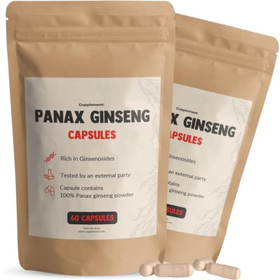 GOYU Panax Ginseng Extract 15.000 mg per dagdosering Combideal 2x 60 Capsules - Vegan - Zonder onnodige toevoegingen - Vegan - Zonder toevoegingen - Lab getest - 60 dagen voorraad per zakje