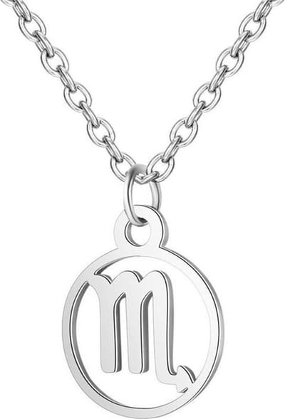 24/7 Jewelry Collection Schorpioen Ketting - Cirkel - Sterrenbeeld - Horoscoop - Zilverkleurig