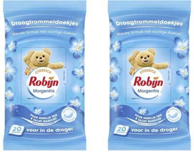 Robijn Droogtrommeldoekjes - Morgenfris - 2 x 20 Doekjes