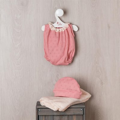 Asi poppenkleding body en muts - poppenaccessoire oudroze.