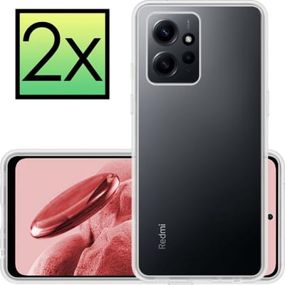 Hoesje - 2 Stuks - Geschikt voor Xiaomi Redmi Note 12 4G - Sterk & Shockproof - Case Siliconen - Back Cover - Telefoon Hoes - Transparant