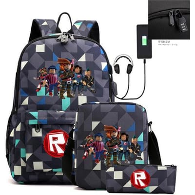Roblex Game Merchandise USB-oplaadbare Rugzak voor Mannen en Vrouwen Schoudertas Etui Drie Delen Middelbare Schooltas One size fits all