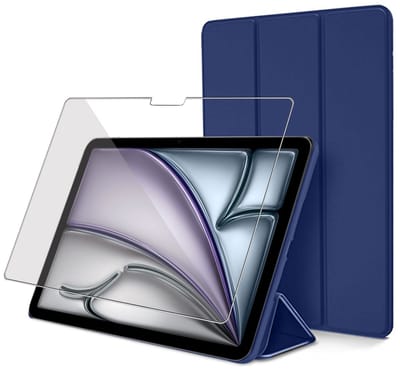 ChiGuard Hoesje & Screenprotector geschikt voor iPad Air 2024 / 2025 (11 inch) Hoesje – Gehard Glas - Shock Proof Hoesje – Smart Cover - Blauw