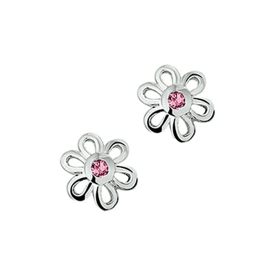 Zilver Gerhodineerde Oorknoppen bloem zirkonia 1329511