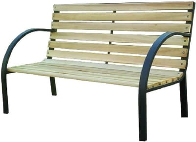 Bankje Staal Hout - Buitenbankje Tuinbank - Buiten Ontspannen - Modern Design - 120 cm Breed - Zwart