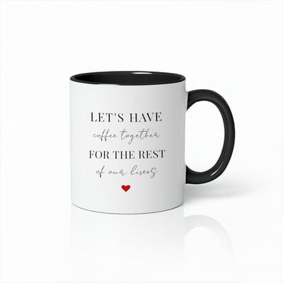 Let’s Have Coffee Together Mok 330ml – Wit-Zwarte Koffiemok met Romantische Quote – Perfect Cadeau voor Koppels